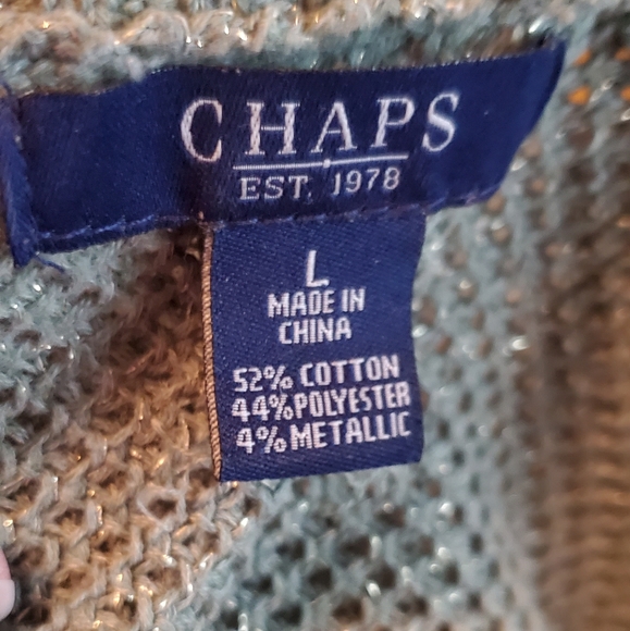 Chaps gray gold long knit sweater L - Picture 5 of 7